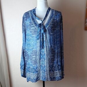 Lucky Brand Blue Patterned Blouse